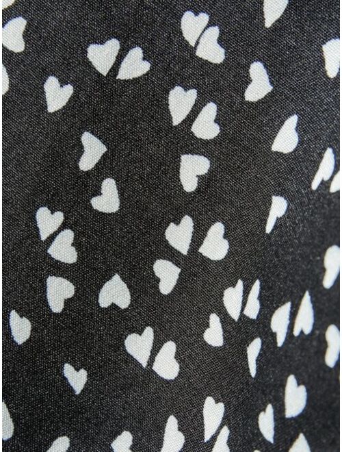 Shein Toddler Girls Confetti Heart Print Paperbag Waist Belted Wide Leg Pants