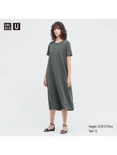 Uniqlo U AIRism Cotton Short-Sleeve Long Flare Dress