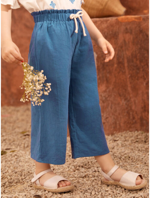 SHEIN 100 COTTON Toddler Girls Paperbag Waist Pants