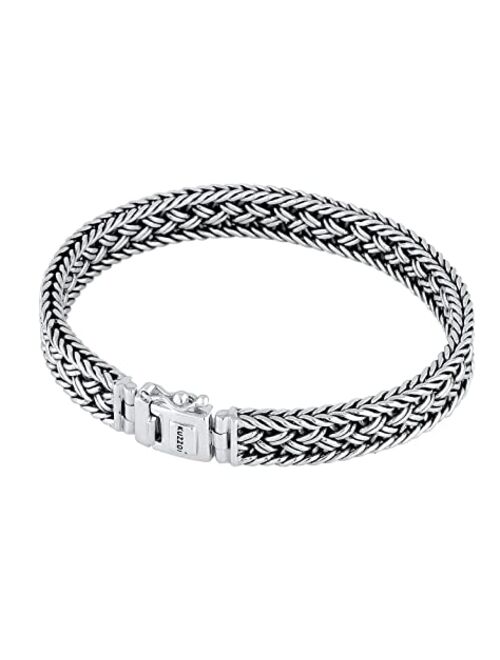 kuzzoi 925 Sterling Silver Byzantine Bracelet for Men, Length 6,69 inch - 8,27 inch, Width 0,39 inch, 1.41 oz