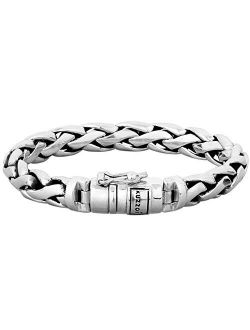 kuzzoi 925 Sterling Silver Round Byzantine Bracelet for Men, Length 8,27 inch - 9,05 inch, Width 0,39 inch, 2.11 oz