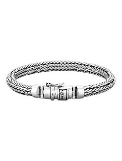 kuzzoi 925 Sterling Silver Round Byzantine Bracelet for Men, Length 7,48 inch - 9,05 inch, Width 0,28 inch