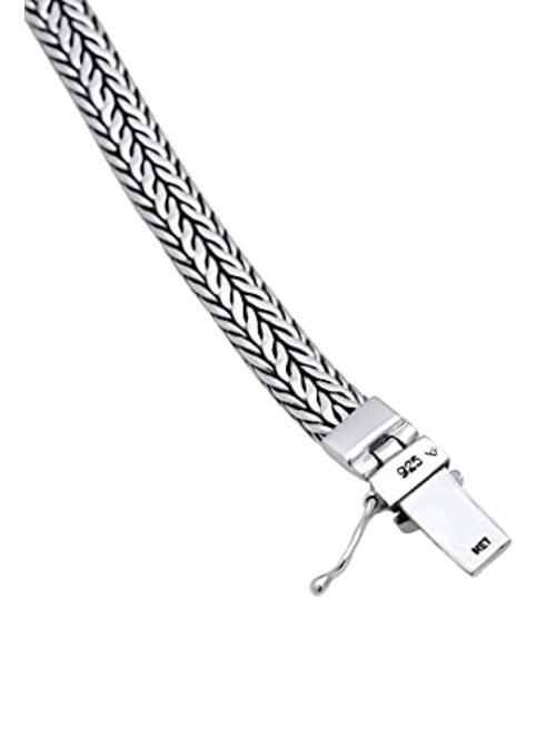 kuzzoi 925 Sterling Silver Round Byzantine Bracelet for Men, Length 7,48 inch - 9,05 inch, Width 0,28 inch