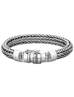 kuzzoi 925 Sterling Silver Round Byzantine Bracelet for Men, Length 7,48 inch - 9,05 inch, Width 0,43 inch