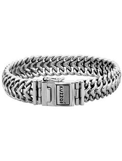 kuzzoi 925 Sterling Silver Byzantine Bracelet for Men, Length 7,48 inch - 9,05 inch, Width 0,59 inch, 2.11 oz