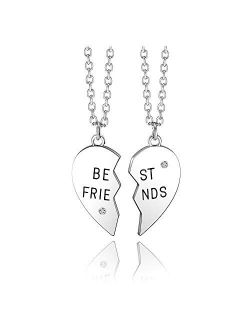 Jovivi Silver Tone Alloy BFF Necklace for 2-5 Best Friends Matching Heart Pendant Friendship Necklaces Women Girl Jewelry Gift