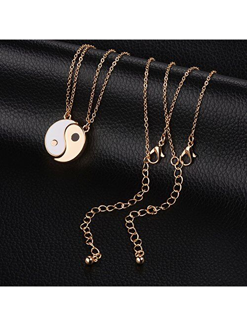 Lux Accessories Ying Yang Twins Emoji symbol BFF Pendent Friendship Necklaces Gift for Friends (Gold)