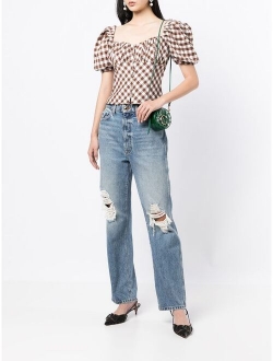 gingham check-print cropped blouse