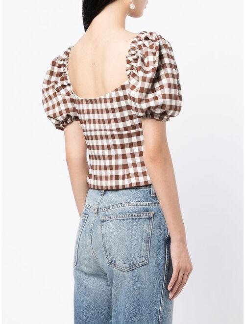 Self-Portrait gingham check-print cropped blouse