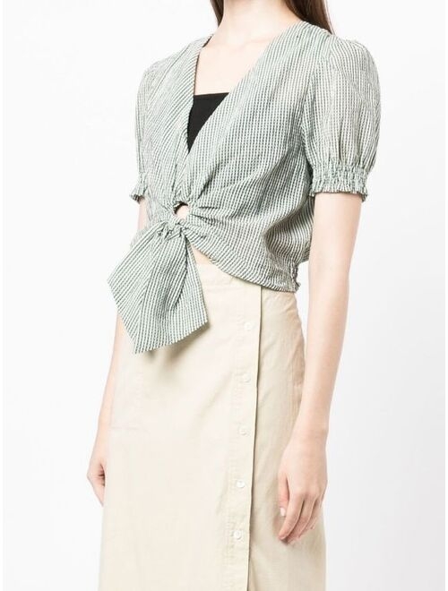 tout a coup knotted gingham crop top