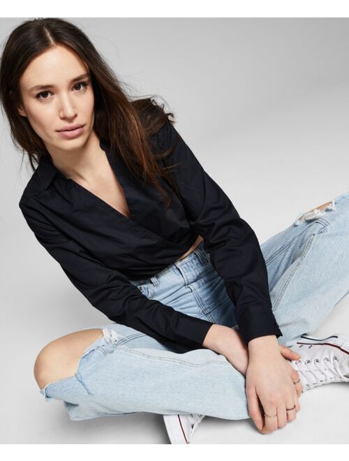 And Now This Faux-Wrap Poplin Shirt