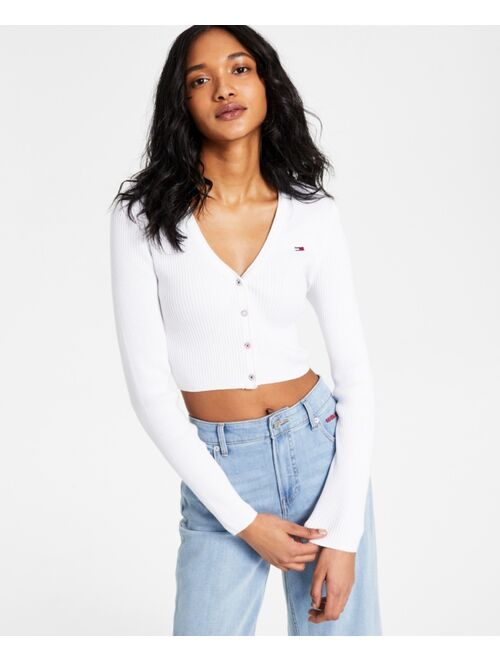 Tommy Jeans Women's Ribbed Cropped Cardigan