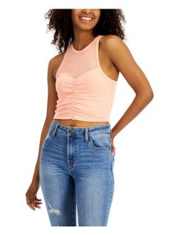 Almost Famous Crave Fame Juniors' Ruched Cropped Illusion Tank Top