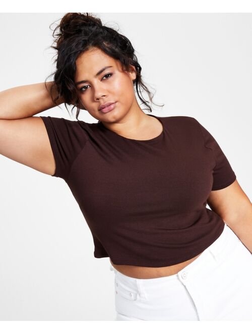 Bar III Plus Size Bodycon Crop Top, Created for Macy's
