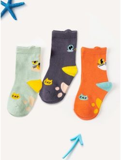 3pairs Toddler Kids Cartoon Graphic Socks