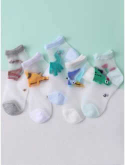 5pairs Toddler Kids Dinosaur Print Crew Socks