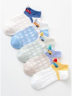 5pairs Boys Cartoon Graphic Ankle Socks