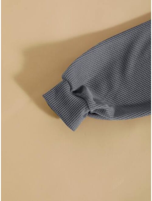 Shein Half Button Drop Shoulder Crop Tee