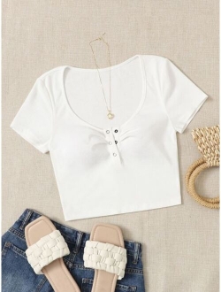 Press Button Half Placket Tee