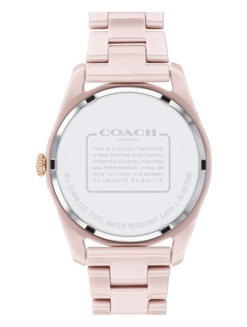 COACH Women's Preston Blush Ceramic Bracelet Watch 36mm