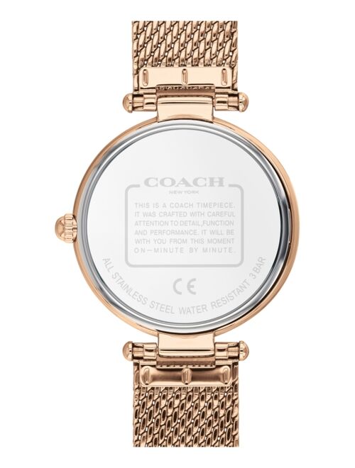 COACH Women's Park Rose Gold-Tone Mesh Bracelet Watch 34mm