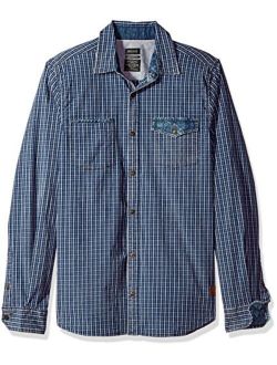Men's Saugo-x Ss Slim Stretch Washed Plaid Button Down Shirt