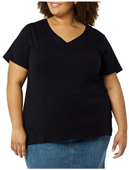 Amazon Essentials Women's Classic-Fit Short-Sleeve V-Neck T-Shirt, Pack of 2