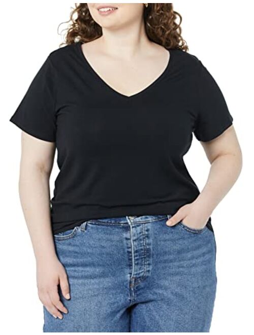 Amazon Essentials Women's Classic-Fit Short-Sleeve V-Neck T-Shirt, Pack of 2