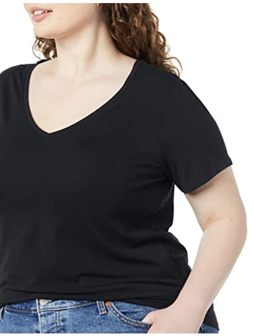 Amazon Essentials Women's Classic-Fit Short-Sleeve V-Neck T-Shirt, Pack of 2