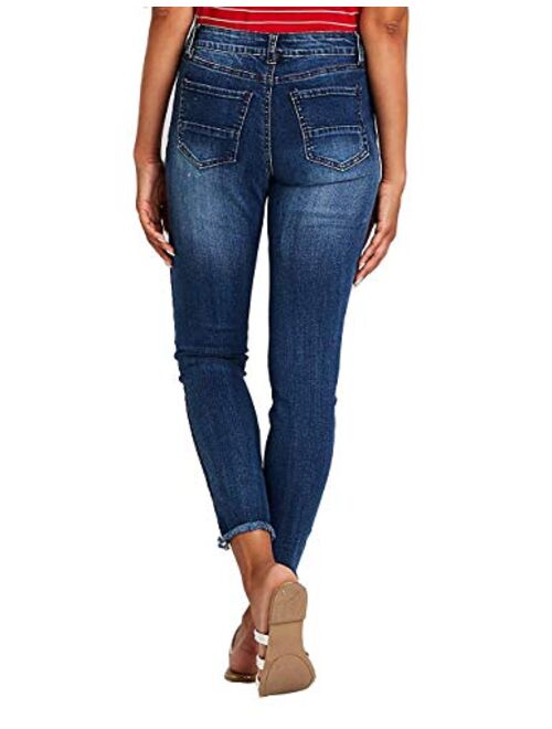 Resfeber Women's Ripped Boyfriend Jeans Cute Distressed Jeans Stretch Skinny Jeans with Hole