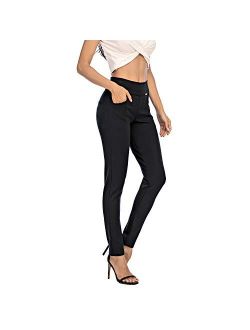 neezeelee Dress Pants for Women Comfort Stretch Slim Fit Leg Skinny High Waist Pull on Pants with Pockets for Work