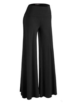 MBJ Women's Casual Comfy Solid/Tie Dye Wide Leg Palazzo Lounge Pants (XS~5XL)