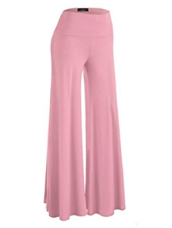MBJ Women's Casual Comfy Solid/Tie Dye Wide Leg Palazzo Lounge Pants (XS~5XL)