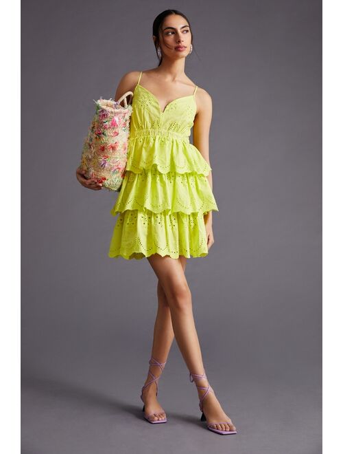 Hope for Flowers by Tracy Reese Citron Lace Tiered Mini Dress