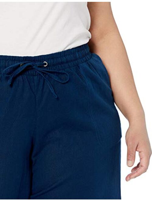 Amazon Essentials Women's Plus Size Linen Blend Drawstring Wide Leg Pant