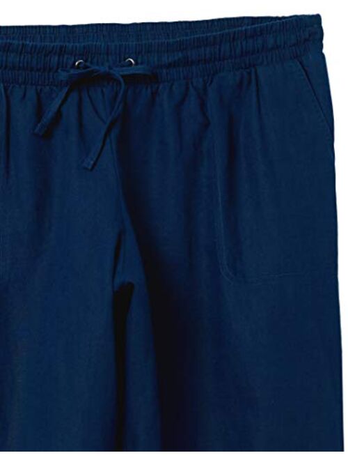 Amazon Essentials Women's Plus Size Linen Blend Drawstring Wide Leg Pant