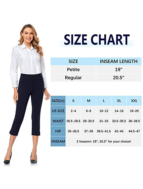 Tapata Women's Capri Dress Pants 19"/20.5" Cropped Office Pants with High Waist Slacks Stretchy Cuff Pants Business Casual