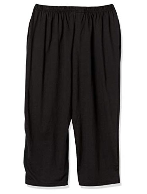 AmeriMark Women’s Knit Capris – 100% Cotton Pants with Stretch Elastic Waist