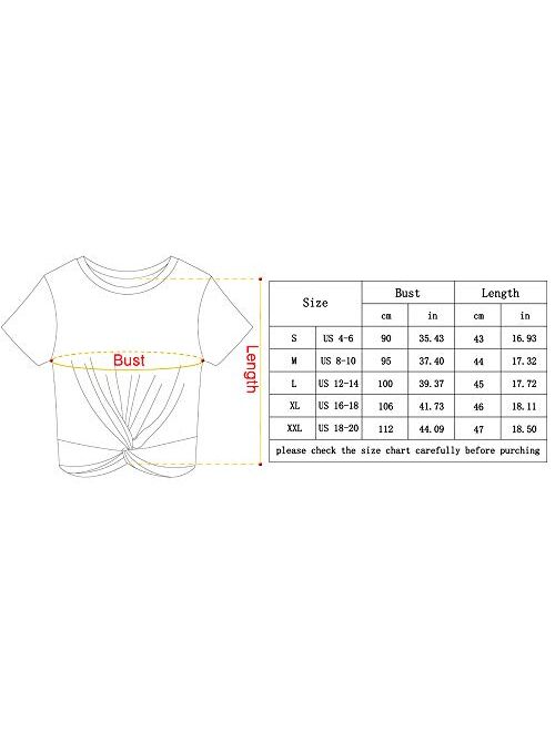 JINKESI Women's Summer Causal Short Sleeve Blouse Round Neck Crop Tops Twist Front Tee T-Shirt