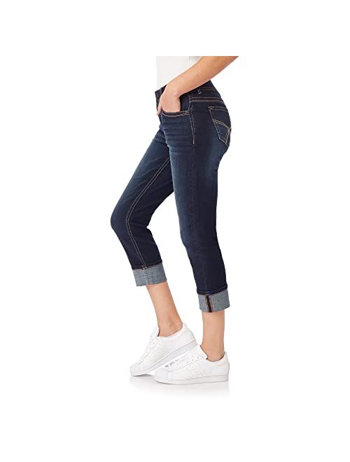 WallFlower Women's Juniors Instastretch Mid-Rise Curvy Skinny Stretch Denim Crop Jeans (Standard and Plus)