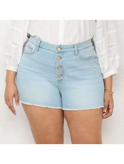 Plus Size LC Lauren Conrad High Rise Button Fly Cut-Off Jean Shorts