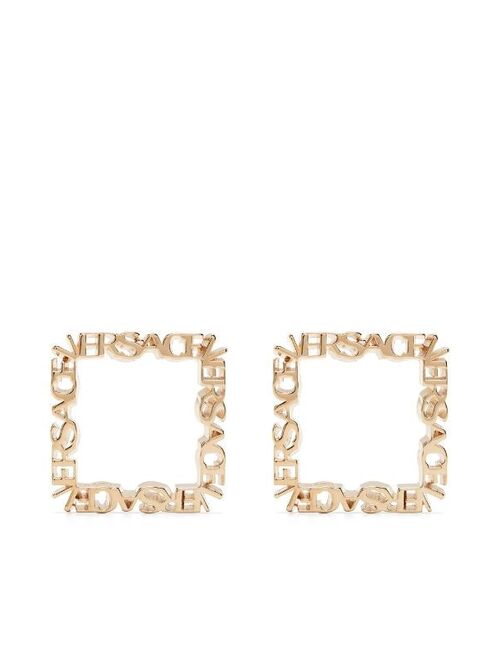 Versace Gold Square Logo Earrings