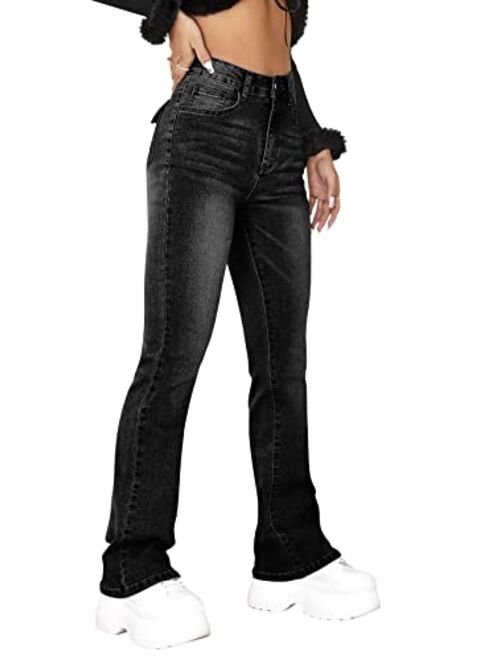 Karlywindow Womens Classic Stretch High Waist Skinny Totally Shaping Bootcut Jeans