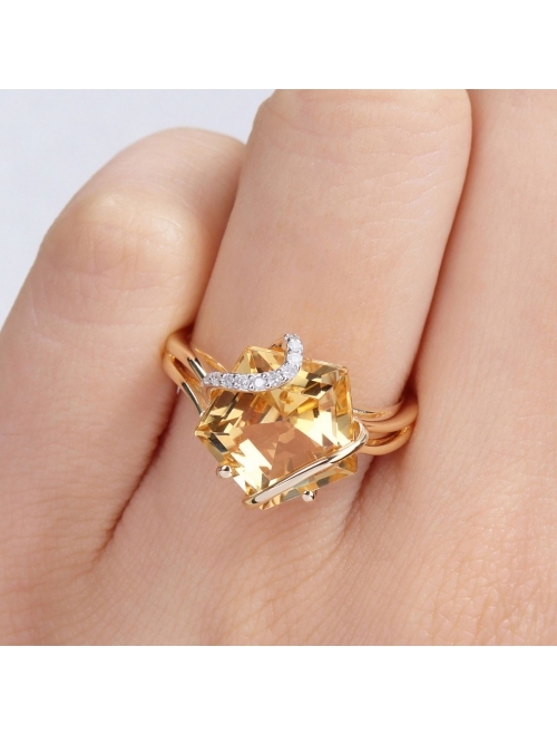 Stella Grace 18k Gold Over Silver Citrine & Diamond Accent Wrapped Ring