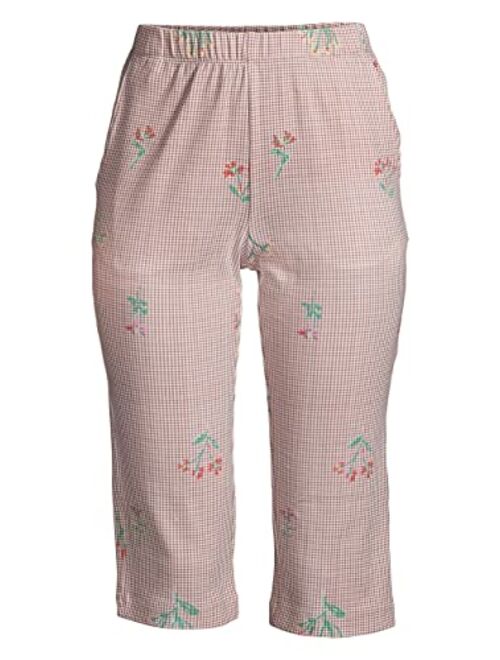 Lands' End Women's Sport Knit High Rise Elastic Waist Pull On Capri Pants