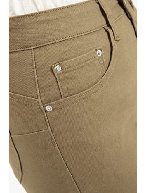 ThCreasa Womens Work Stretch Chino Capri Pants Straight Leg Casual Washed Pant Trousers with Pockets