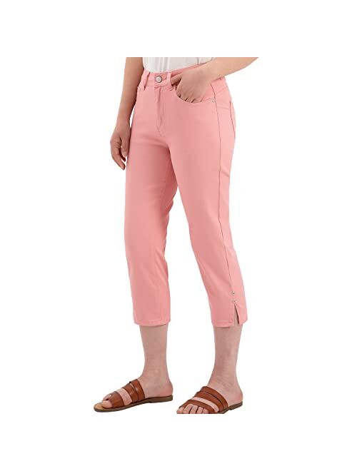 ThCreasa Womens Work Stretch Chino Capri Pants Straight Leg Casual Washed Pant Trousers with Pockets
