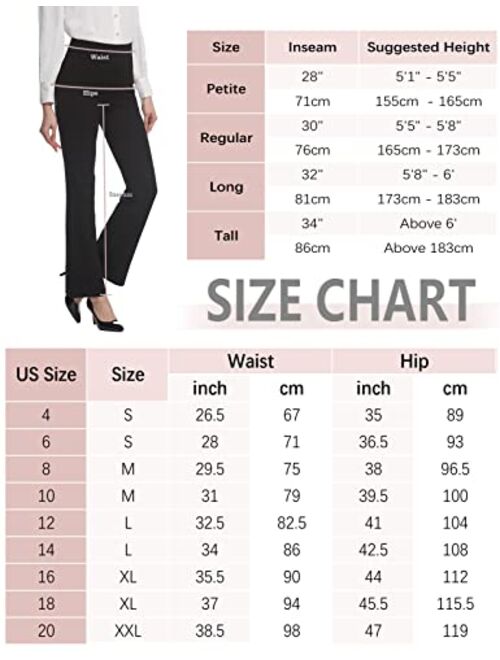 Tapata Women's 28''/30''/32''/34'' High Waist Stretchy Bootcut Dress Pants Tall, Petite, Regular for Office Business Casual