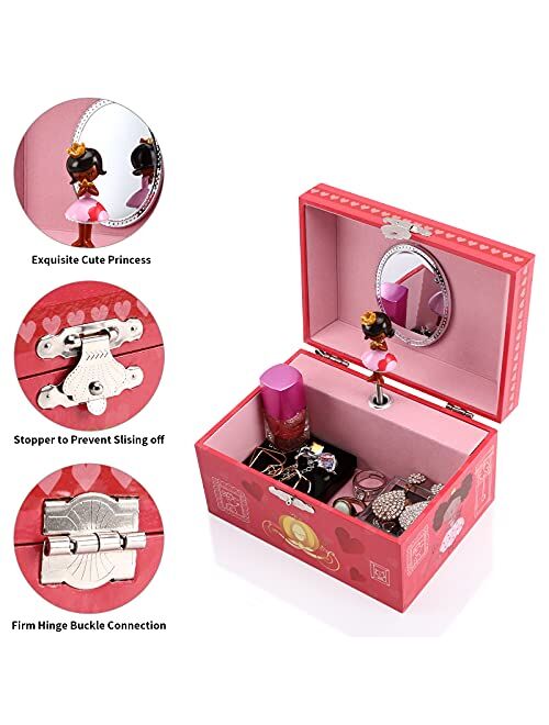 FALUOS Musical Jewelry Box with Spinning Cute Princess Music Box Jewel Storage Case Best Gift Toys for Girls
