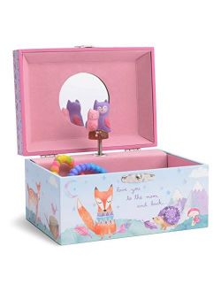 Jewelkeeper Girl's Musical Jewelry Storage Box with Spinning Owls, Woodland Design, Twinkle Twinkle Little Star Tune